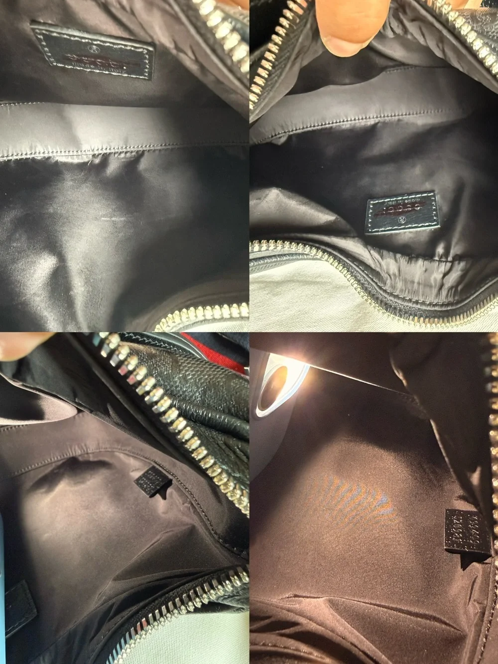 Gucci Black GG Monogram Crescent Shoulder Bag with Red-Blue Web Strap